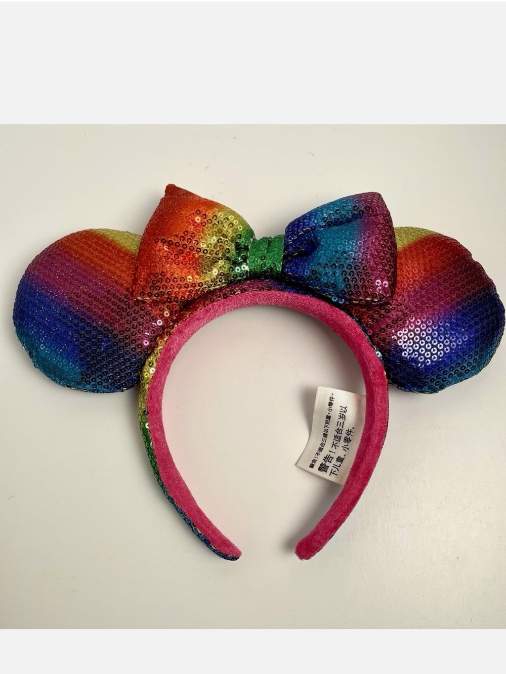 Disney Rainbow Pride Sequin Minnie Ears Headband Used